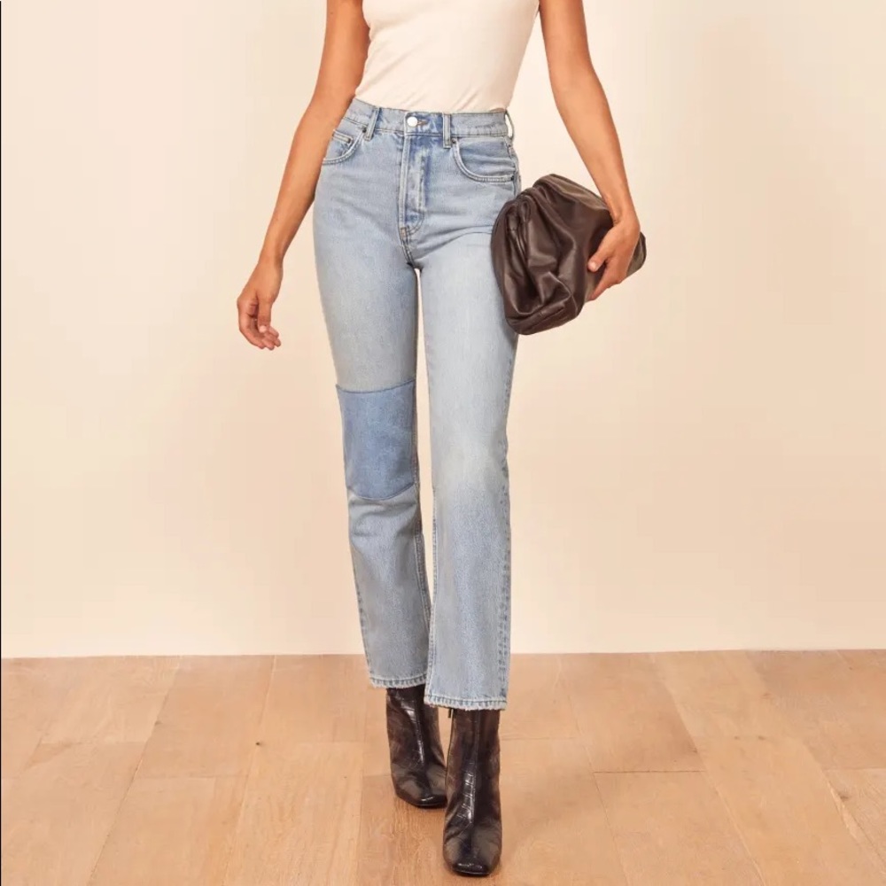 Reformation Cynthia Patch High Rise Straight Jean